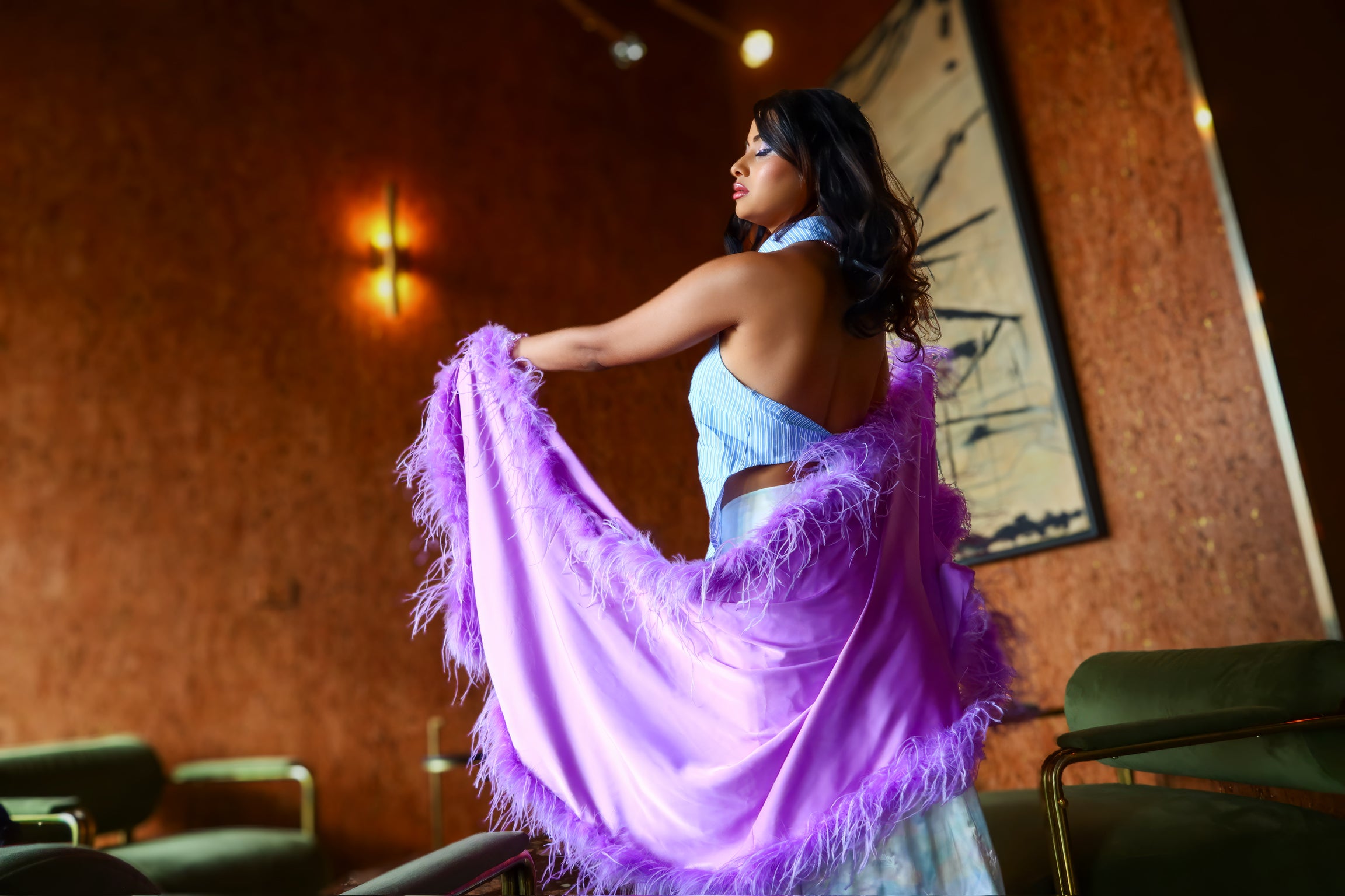 XL Ostrich Feather Silk Shawl