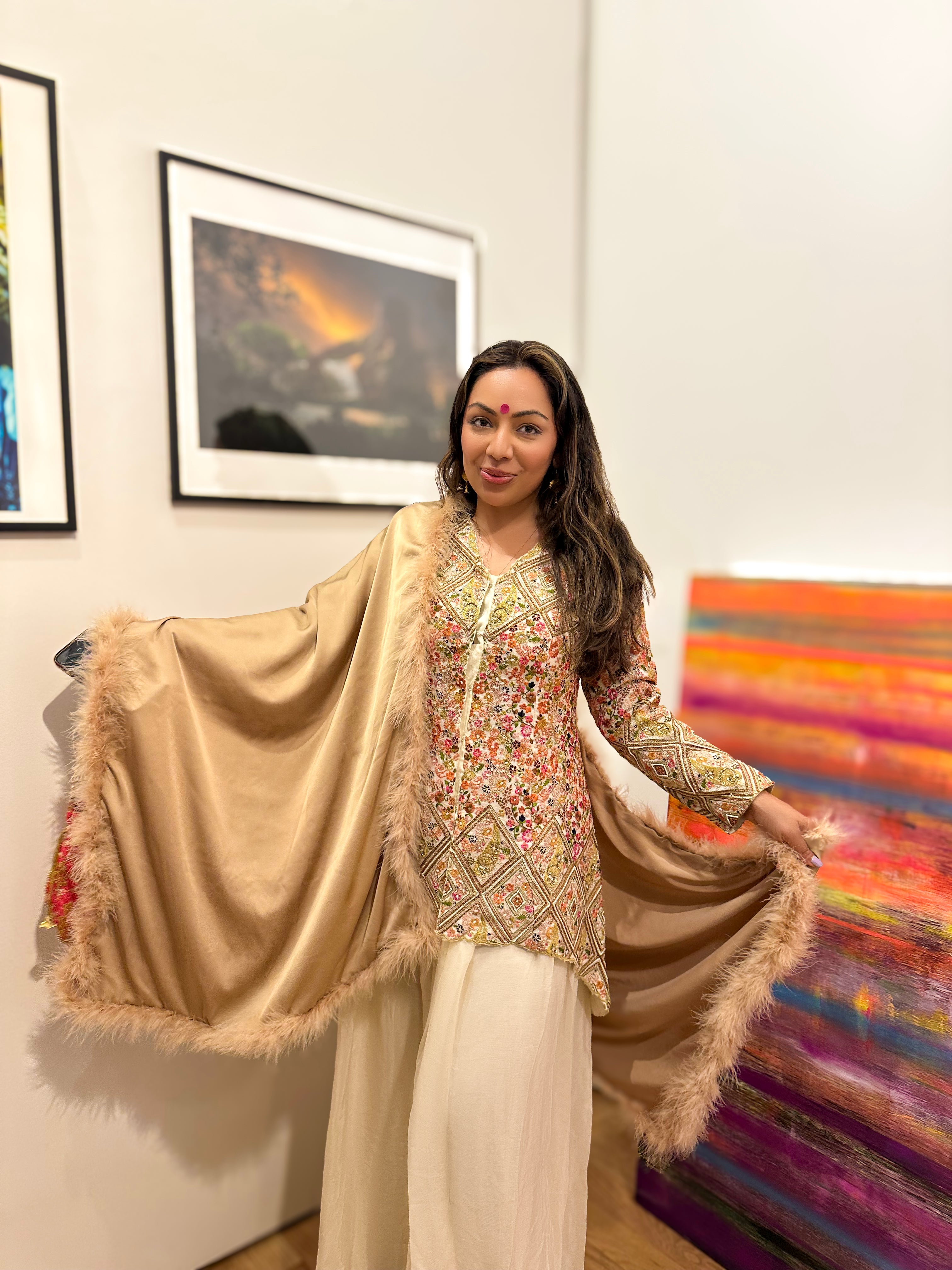 Marabou Feather Silk Shawl