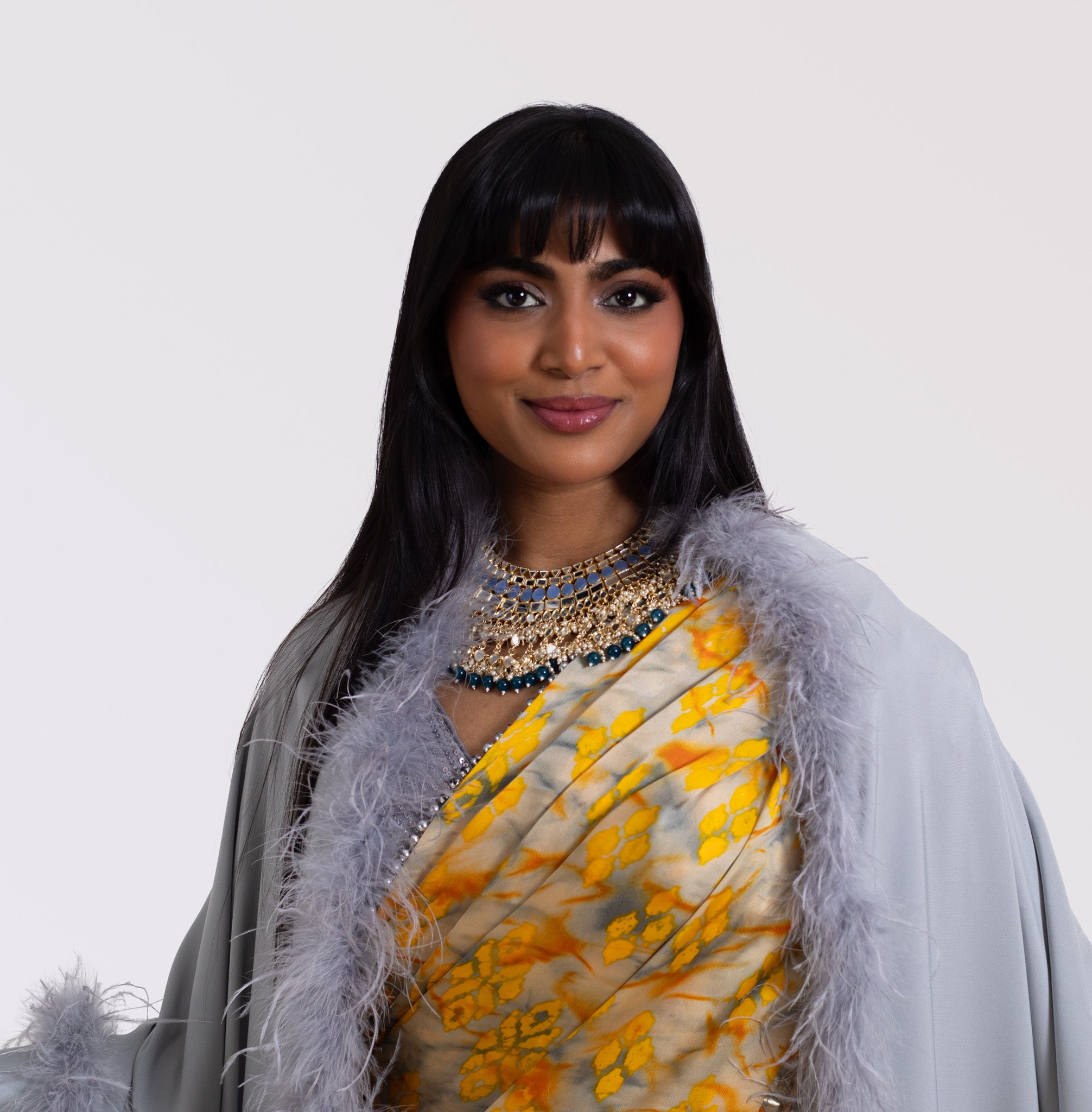 Ostrich Feather Lined Silk Shawl