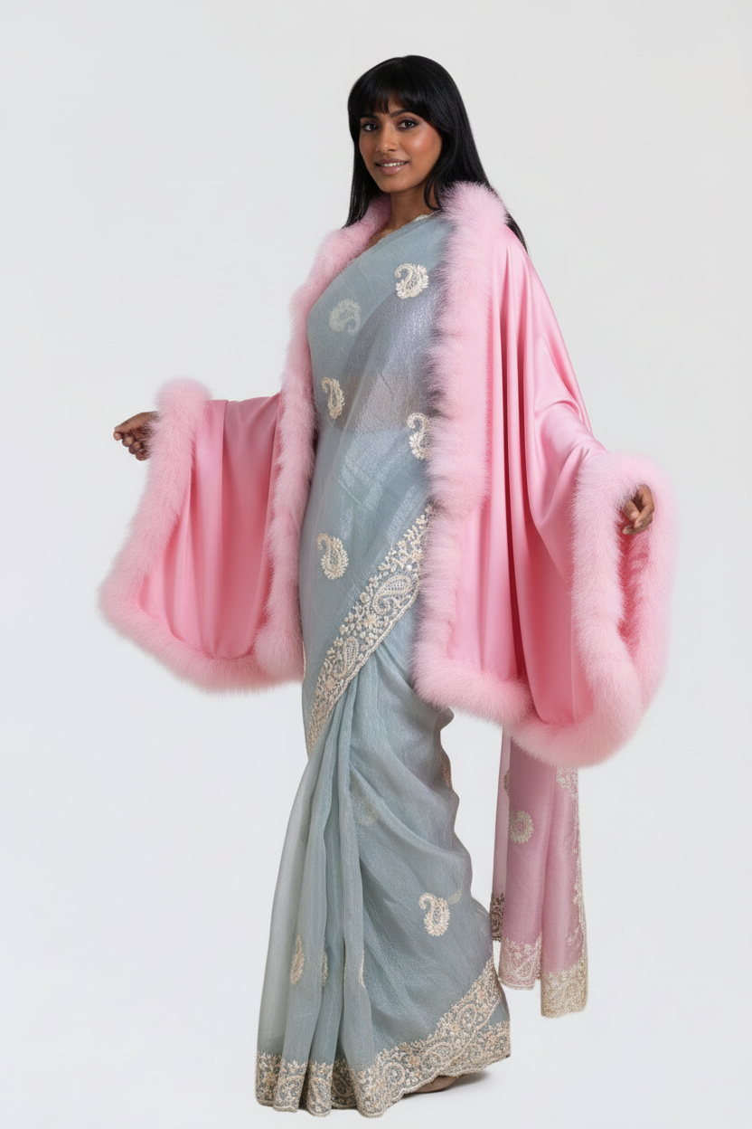 XL Marabou Feather Silk Shawl
