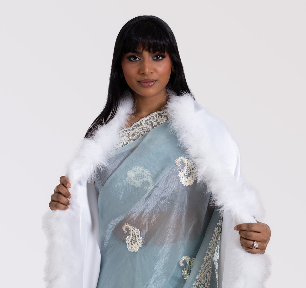 XL Marabou Feather Silk Shawl
