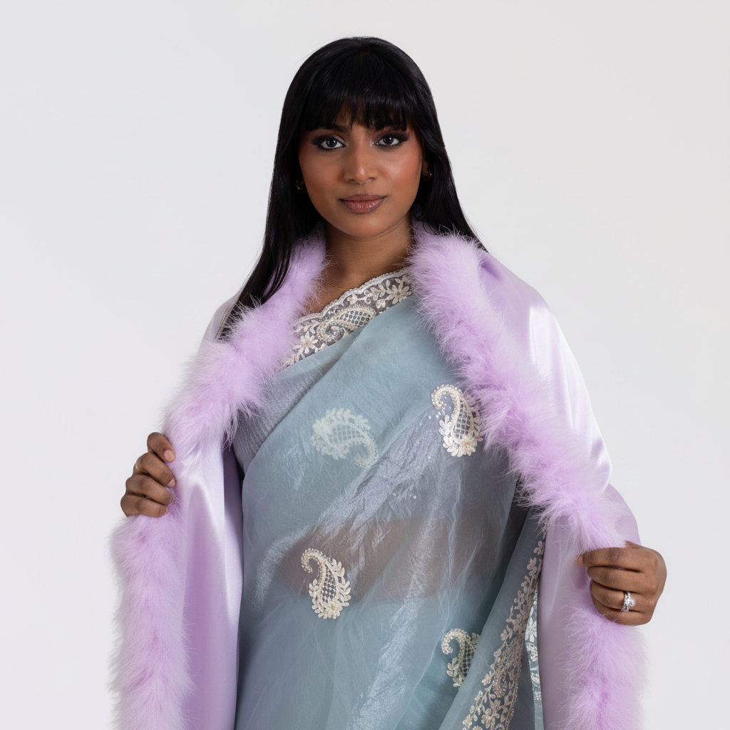 XL Marabou Feather Silk Shawl