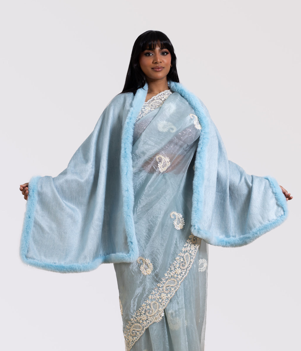 Fur Lined Wool Shawl