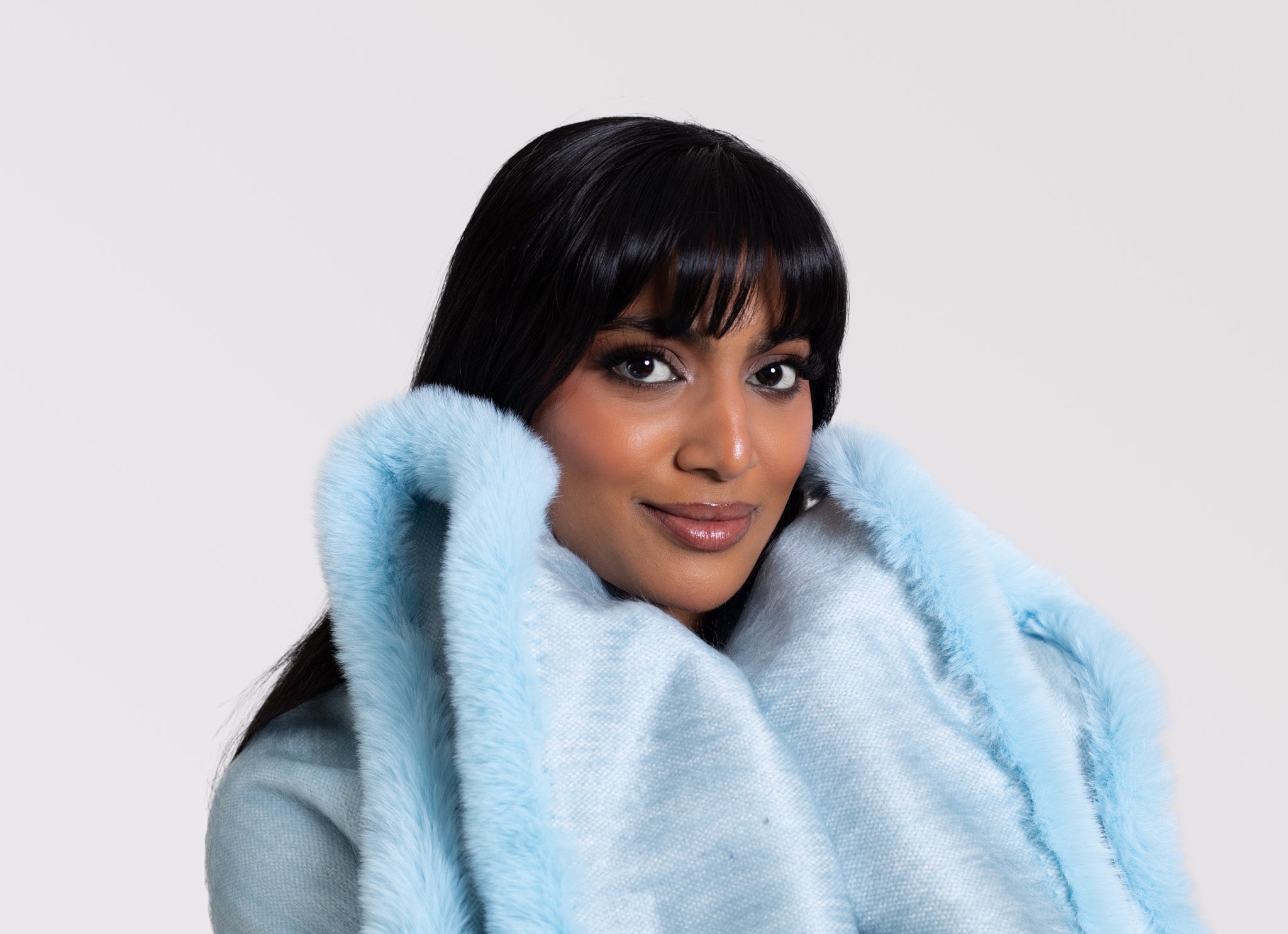 Fur Lined Wool Shawl