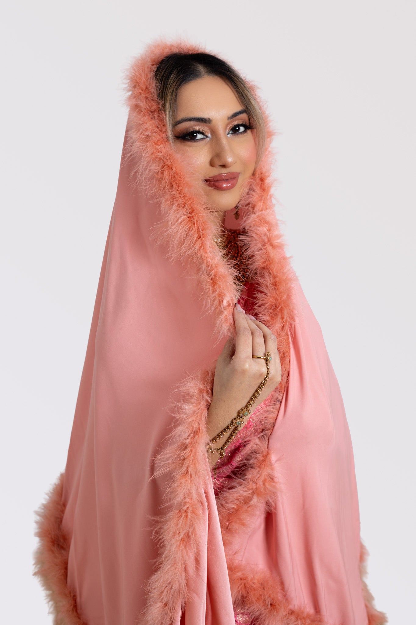 Marabou Lined Silk Shawl