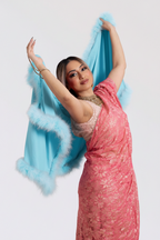 XL Marabou Feather Silk Shawl