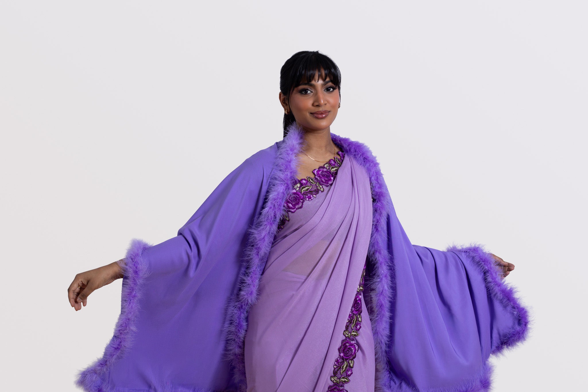 Marabou Lined Silk Shawl