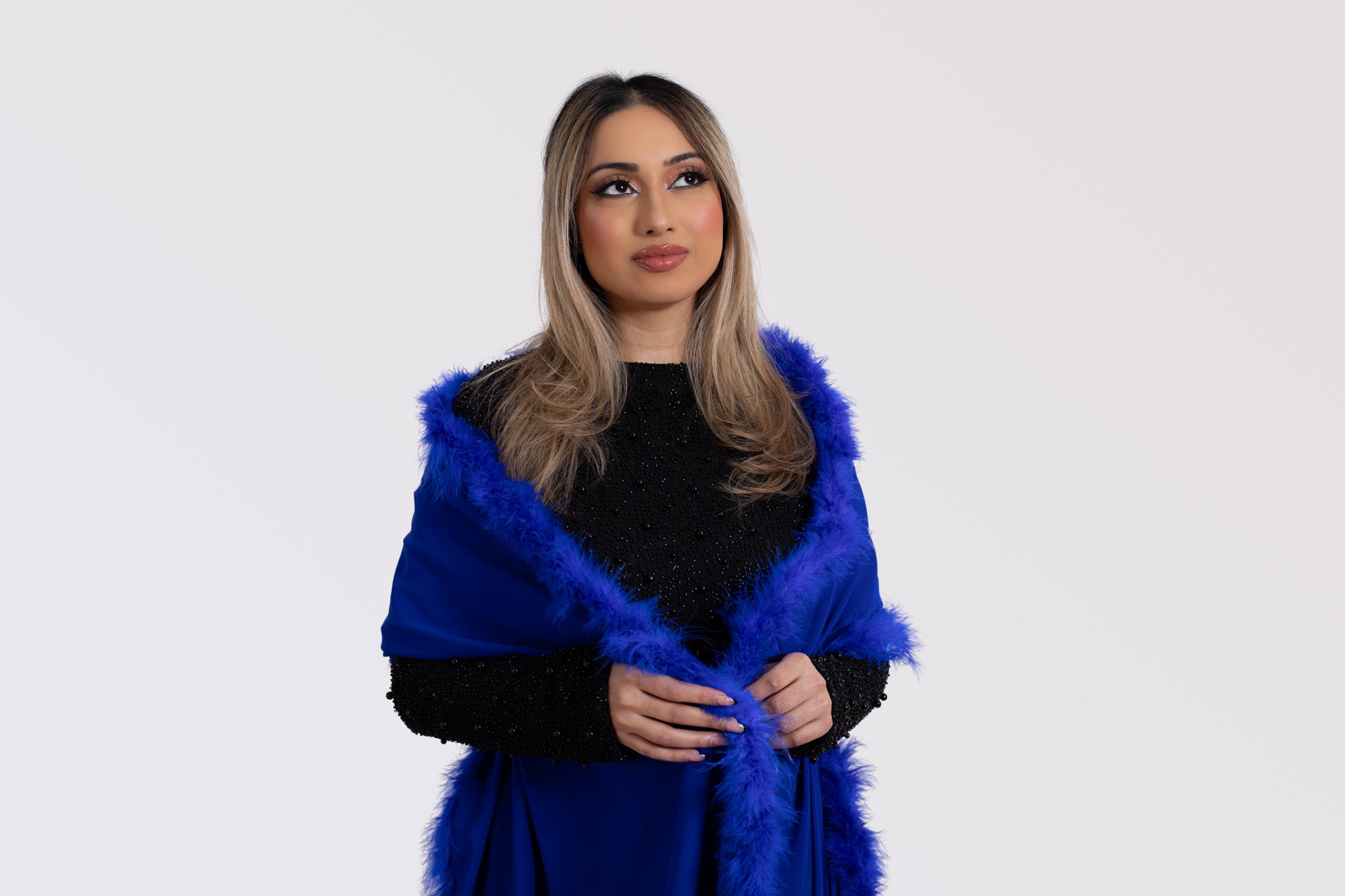 Marabou Lined Silk Shawl