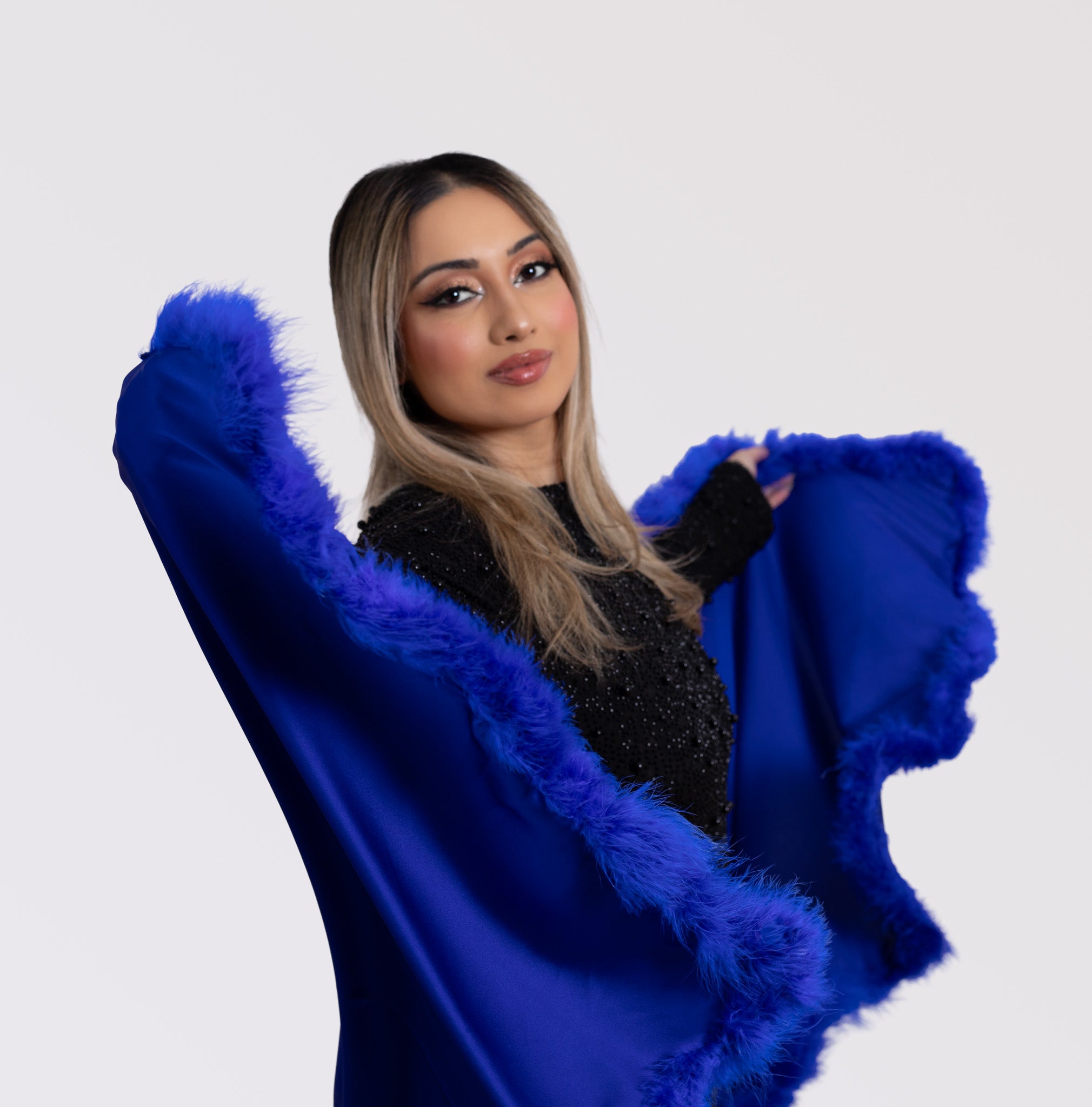 Marabou Lined Silk Shawl