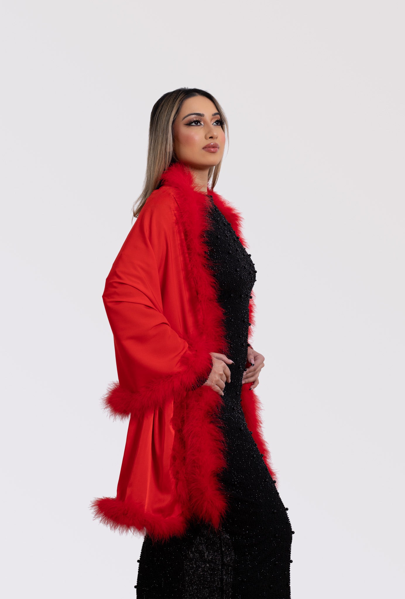 Marabou Lined Silk Shawl