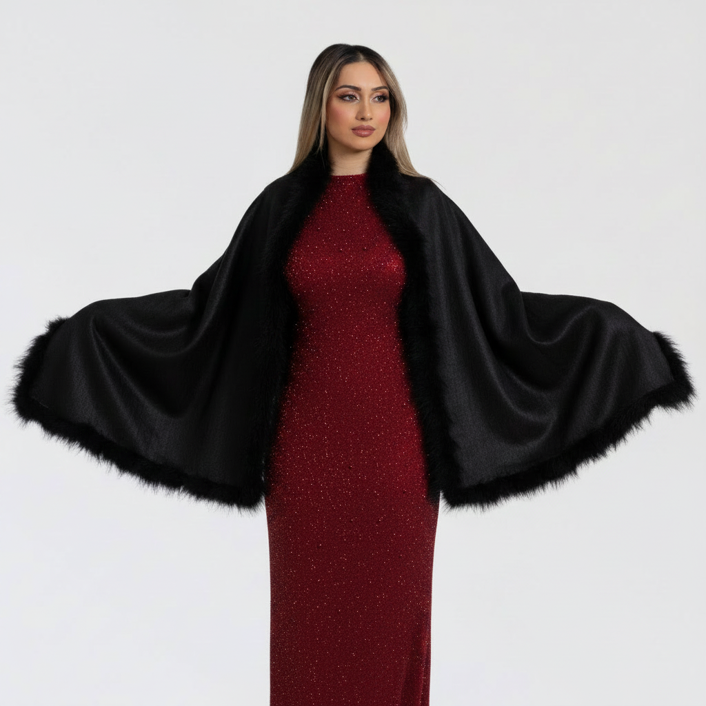 Marabou Feather Wool Shawl