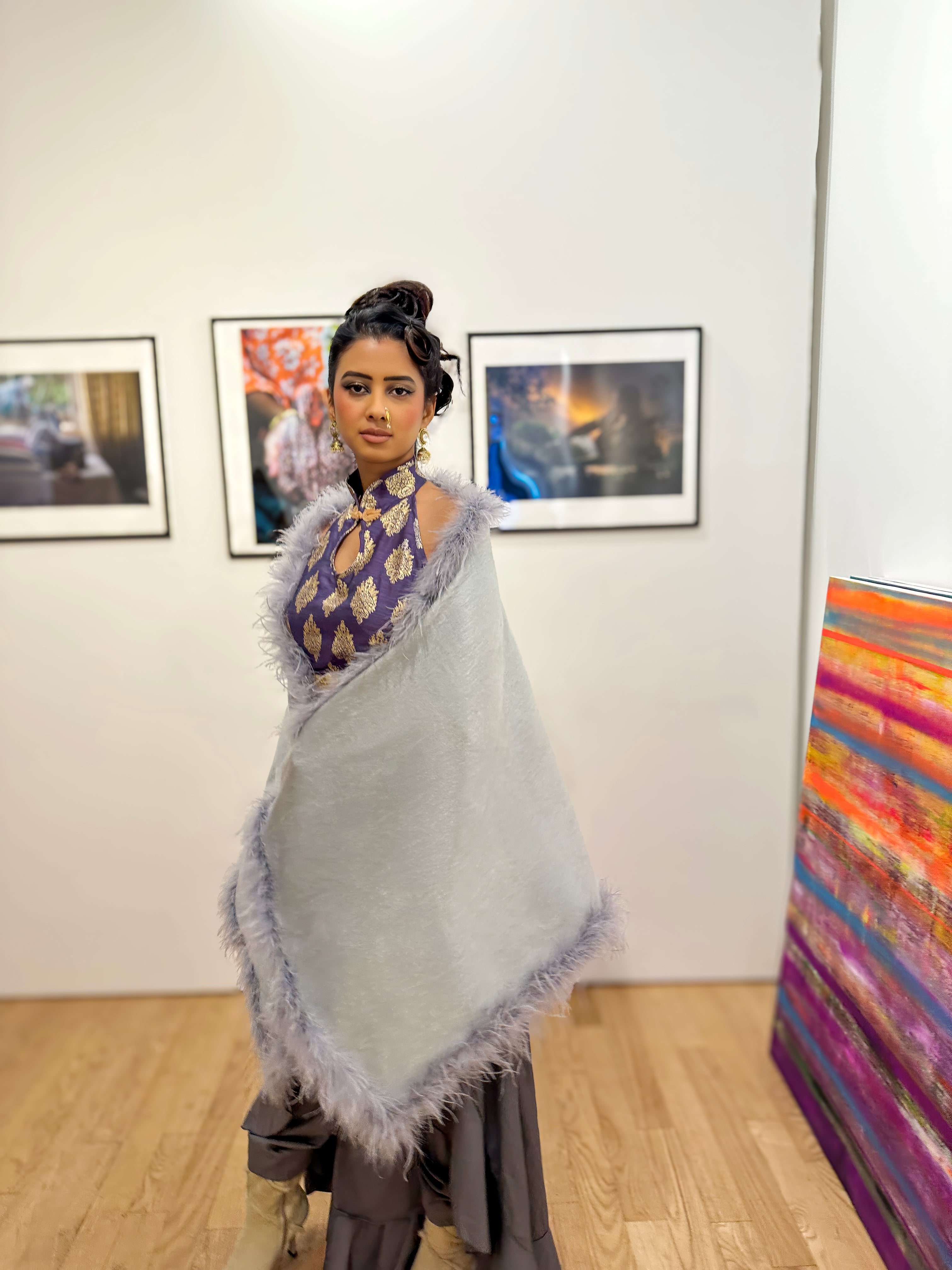 Ostrich Feather Wool Shawl