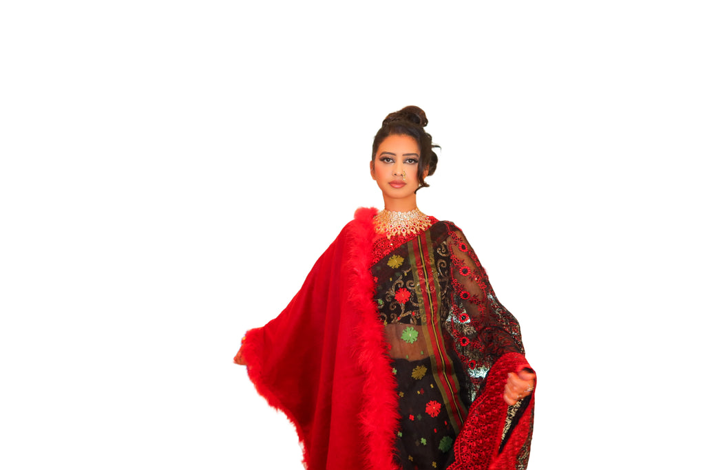 Marabou Feather Wool Shawl