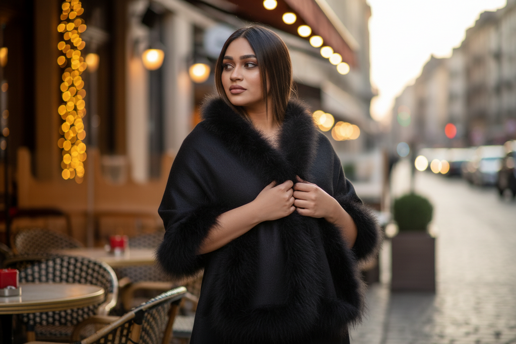 XL Marabou Feather Wool Shawl