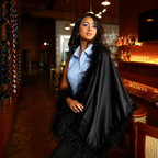 XL Ostrich Feather Silk Shawl