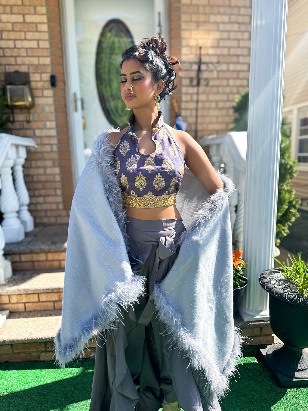 Ostrich Feather Wool Shawl