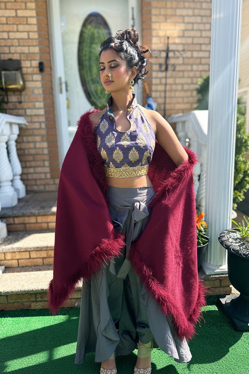 Ostrich Feather Wool Shawl