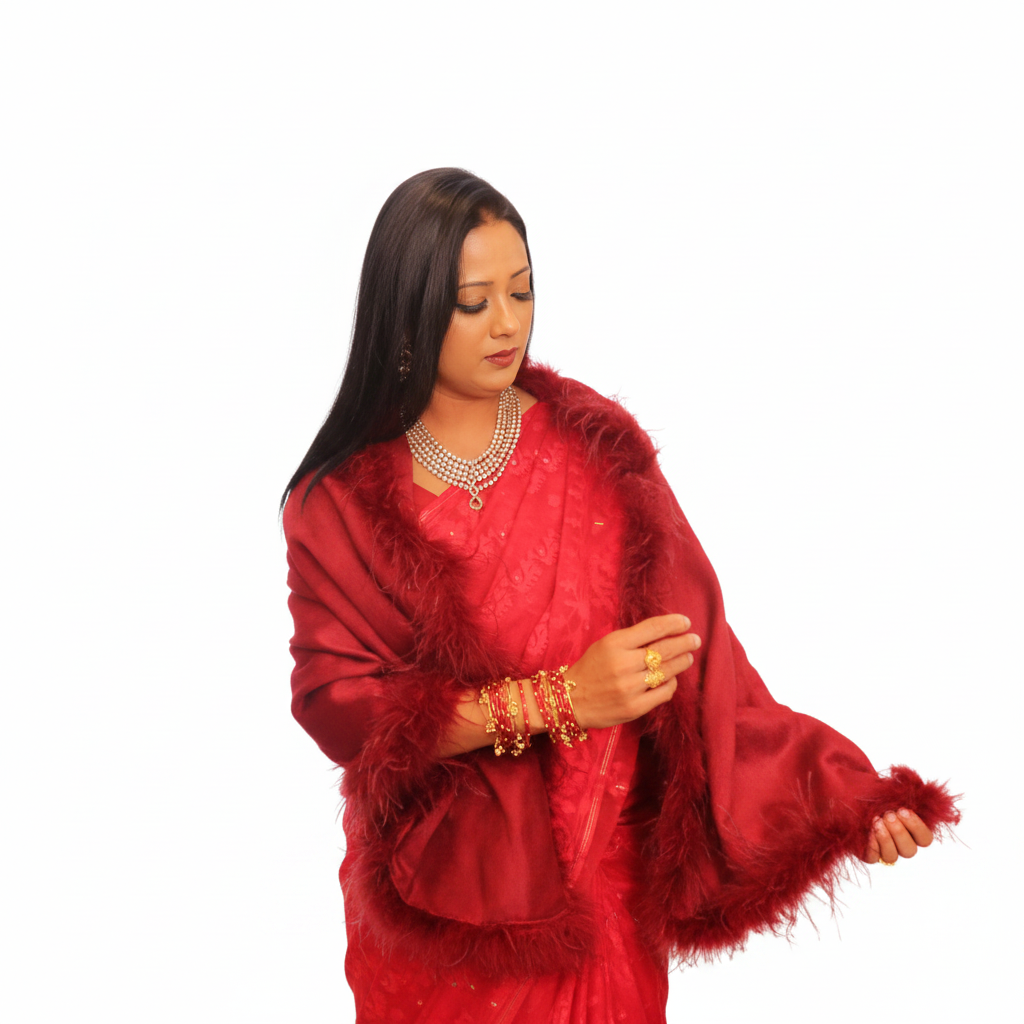 Ostrich Feather Wool Shawl