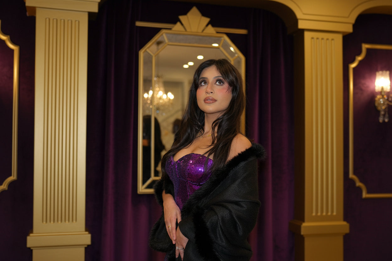 Fur Lined Wool Shawl