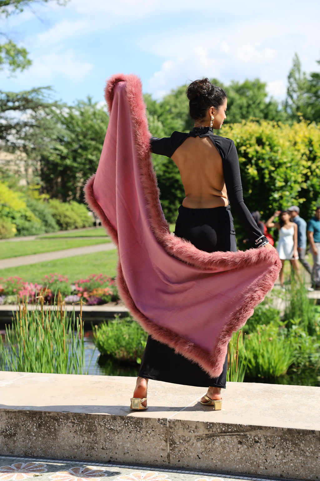 XL Marabou Feather Wool Shawl