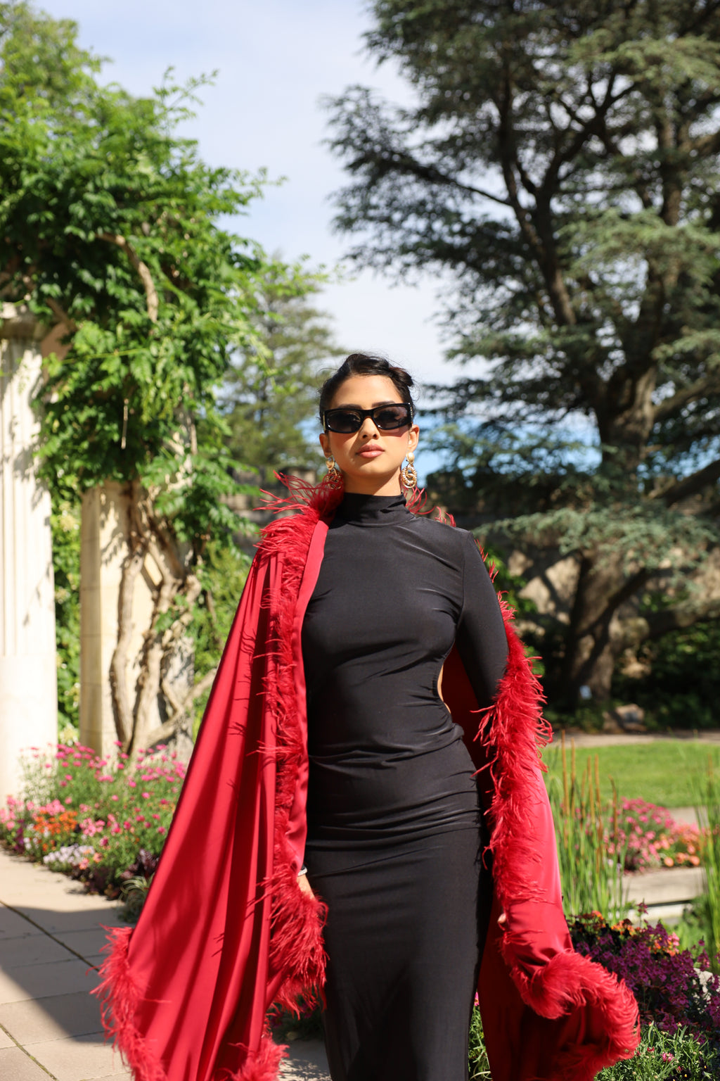 XL Ostrich Feather Silk Shawl