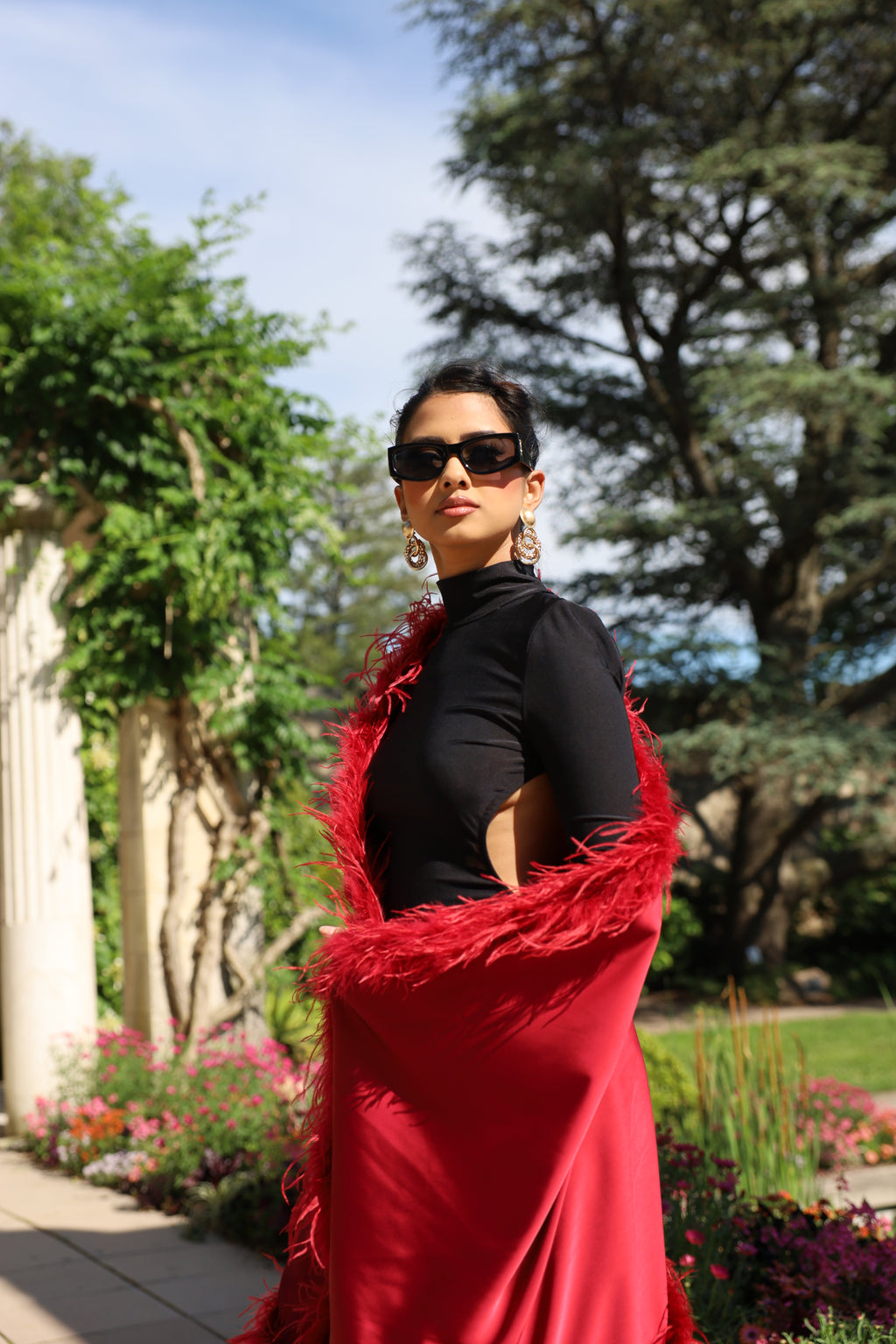 XL Ostrich Feather Silk Shawl