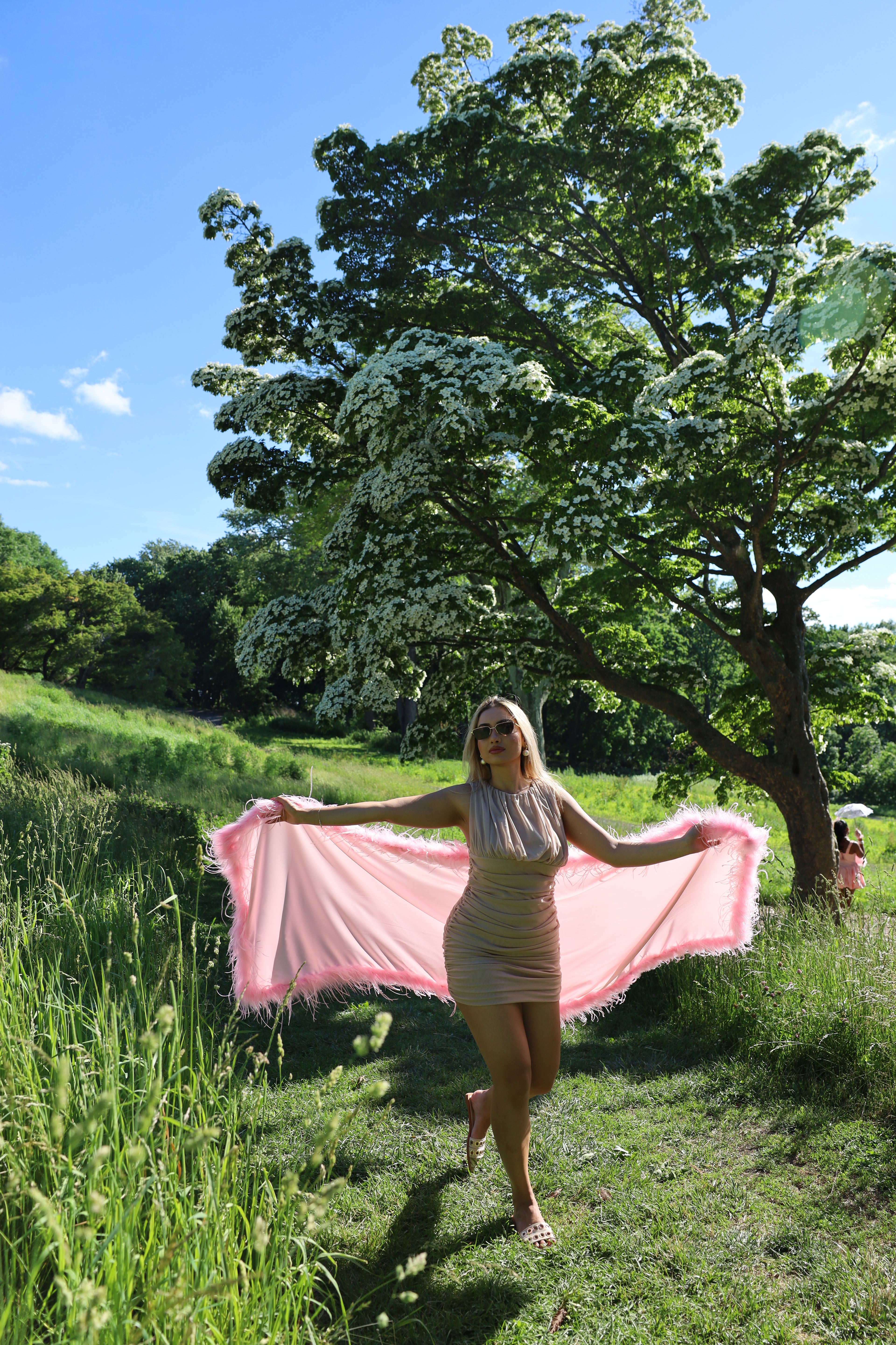 XL Ostrich Feather Silk Shawl