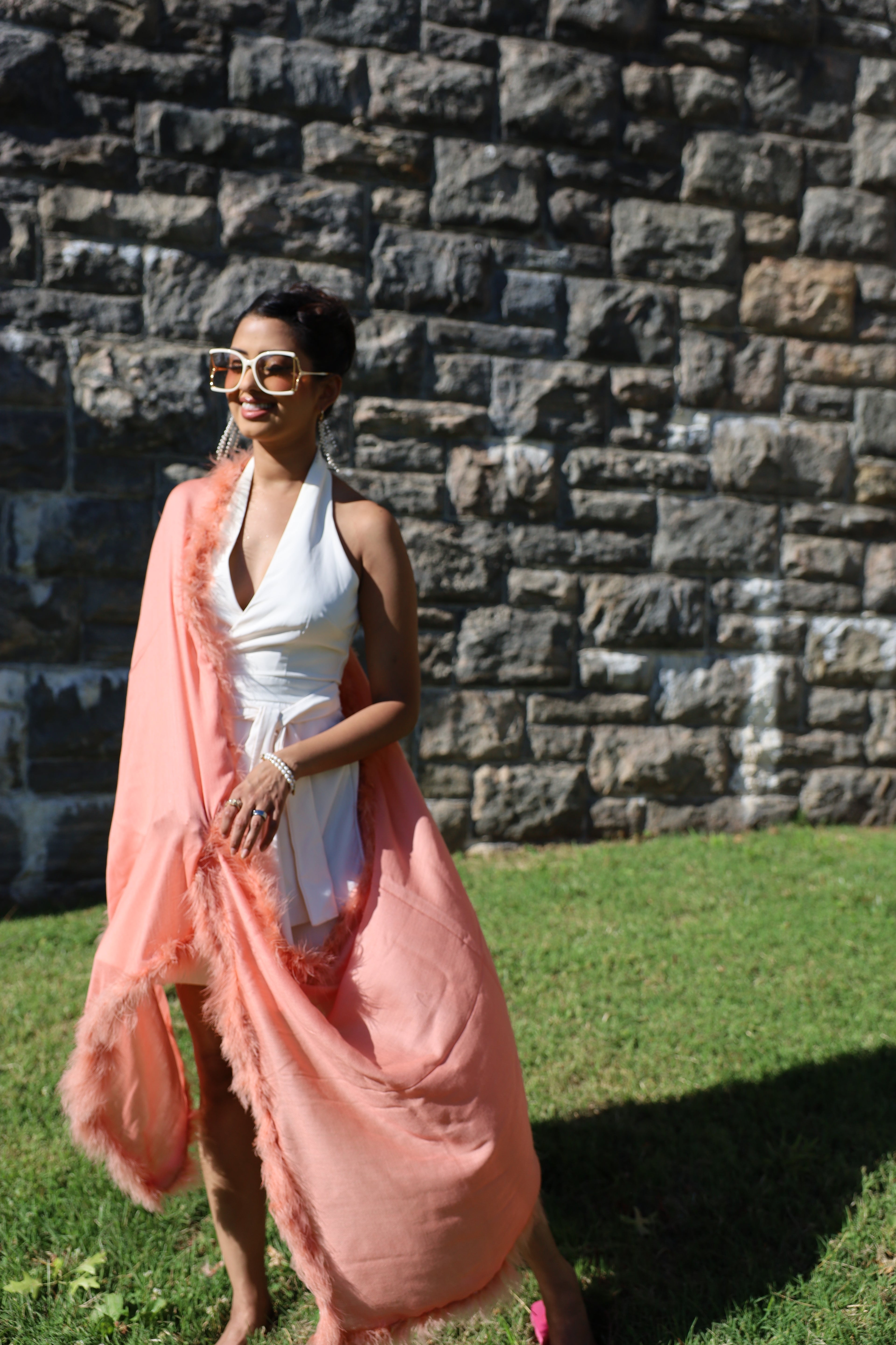 Cashmere Wool Marabou Shawl