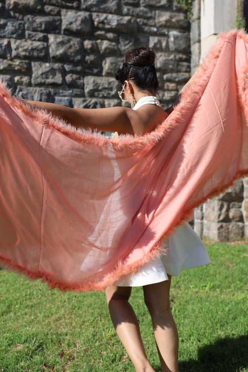 Cashmere Wool Marabou Shawl