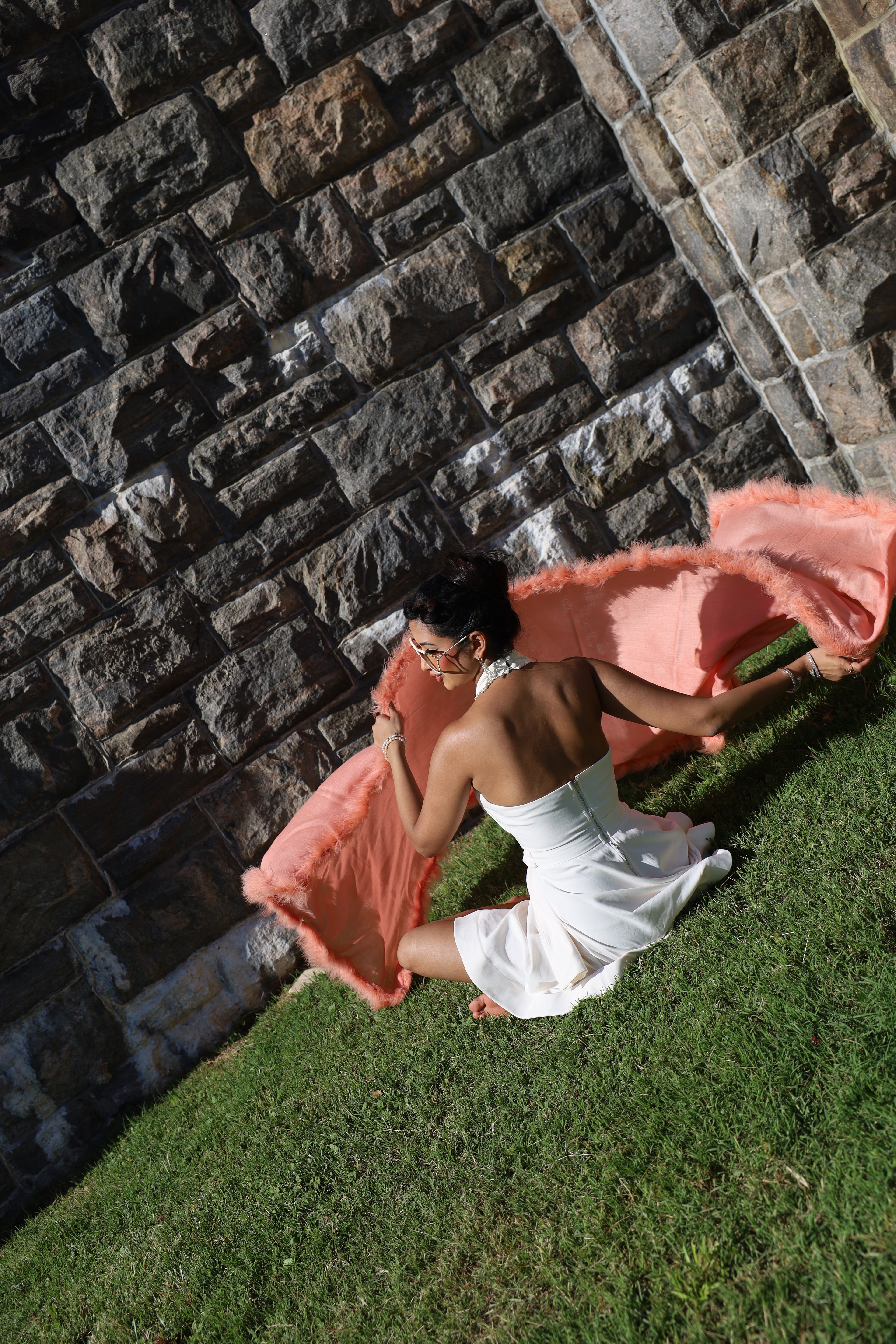 Cashmere Wool Marabou Shawl