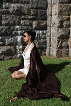Cashmere wool shawl with fur lining