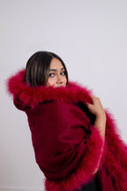 XL Marabou Feather Wool Shawl