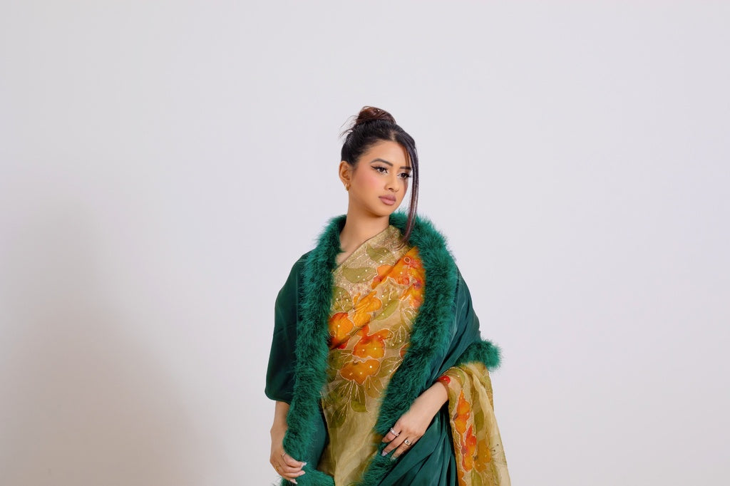 XL Marabou Feather Silk Shawl