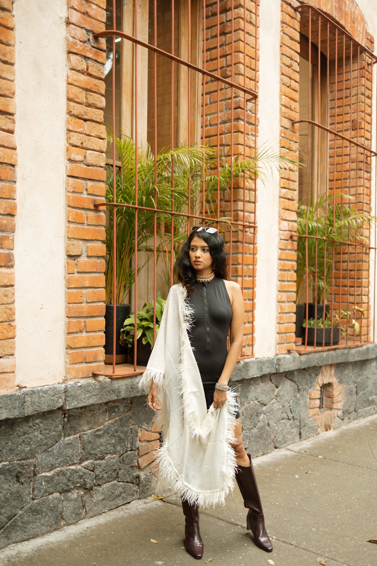 Ostrich Feather Cashmere Shawl