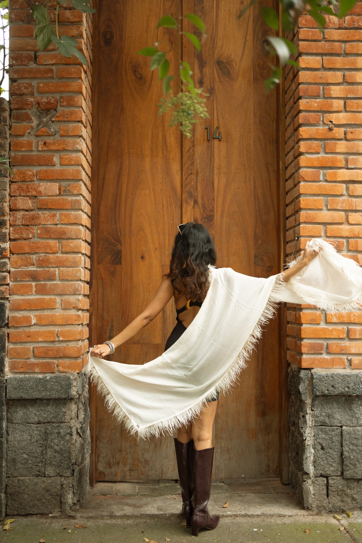 Ostrich Feather Cashmere Shawl