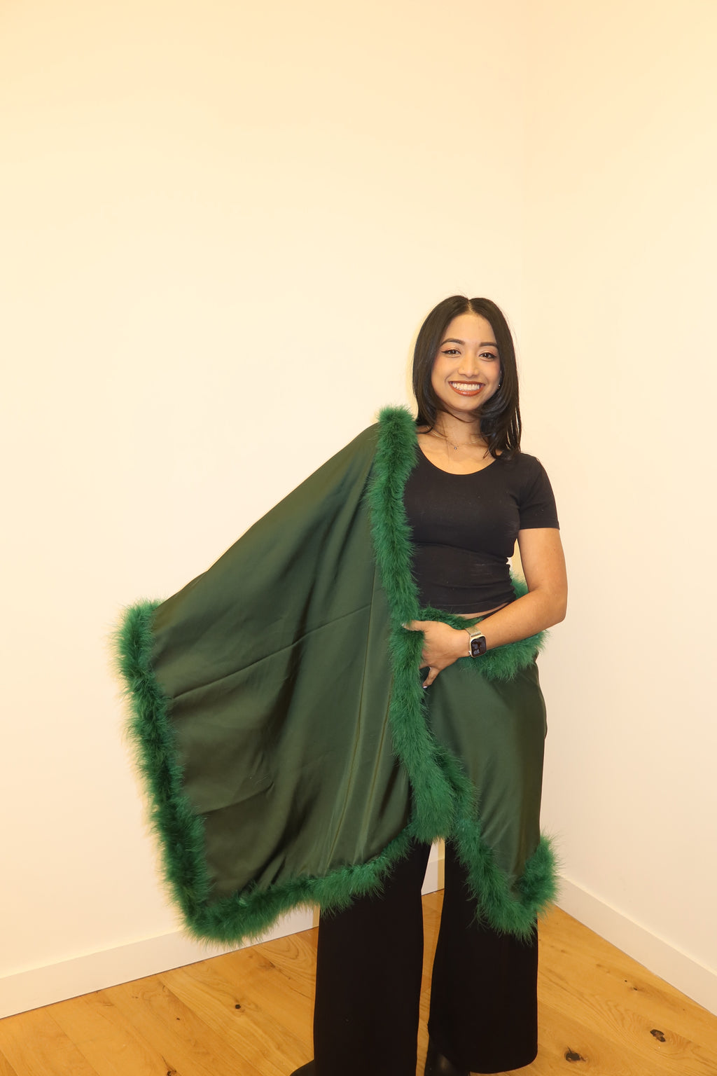 XL Marabou Feather Silk Shawl