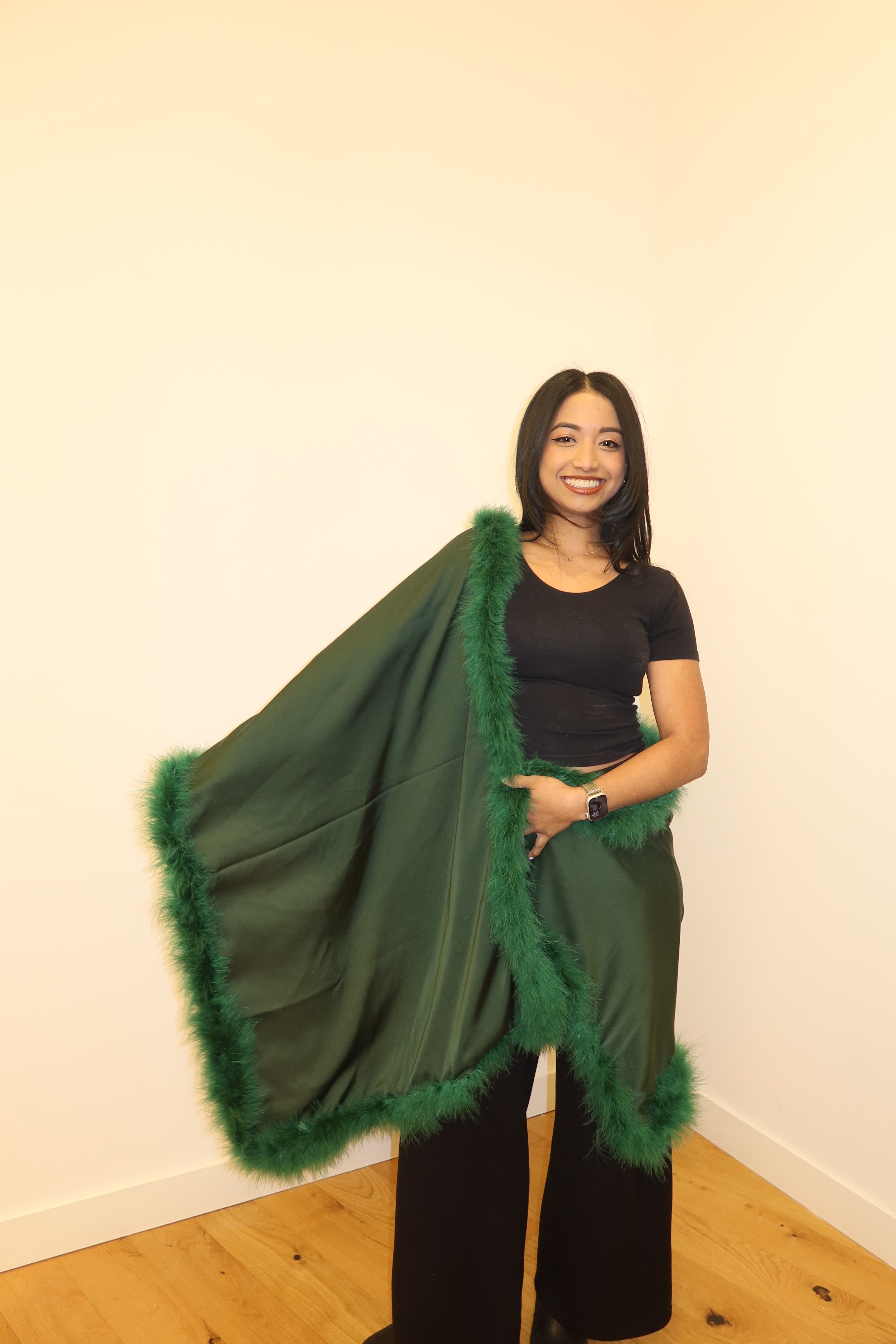 XL Marabou Feather Silk Shawl
