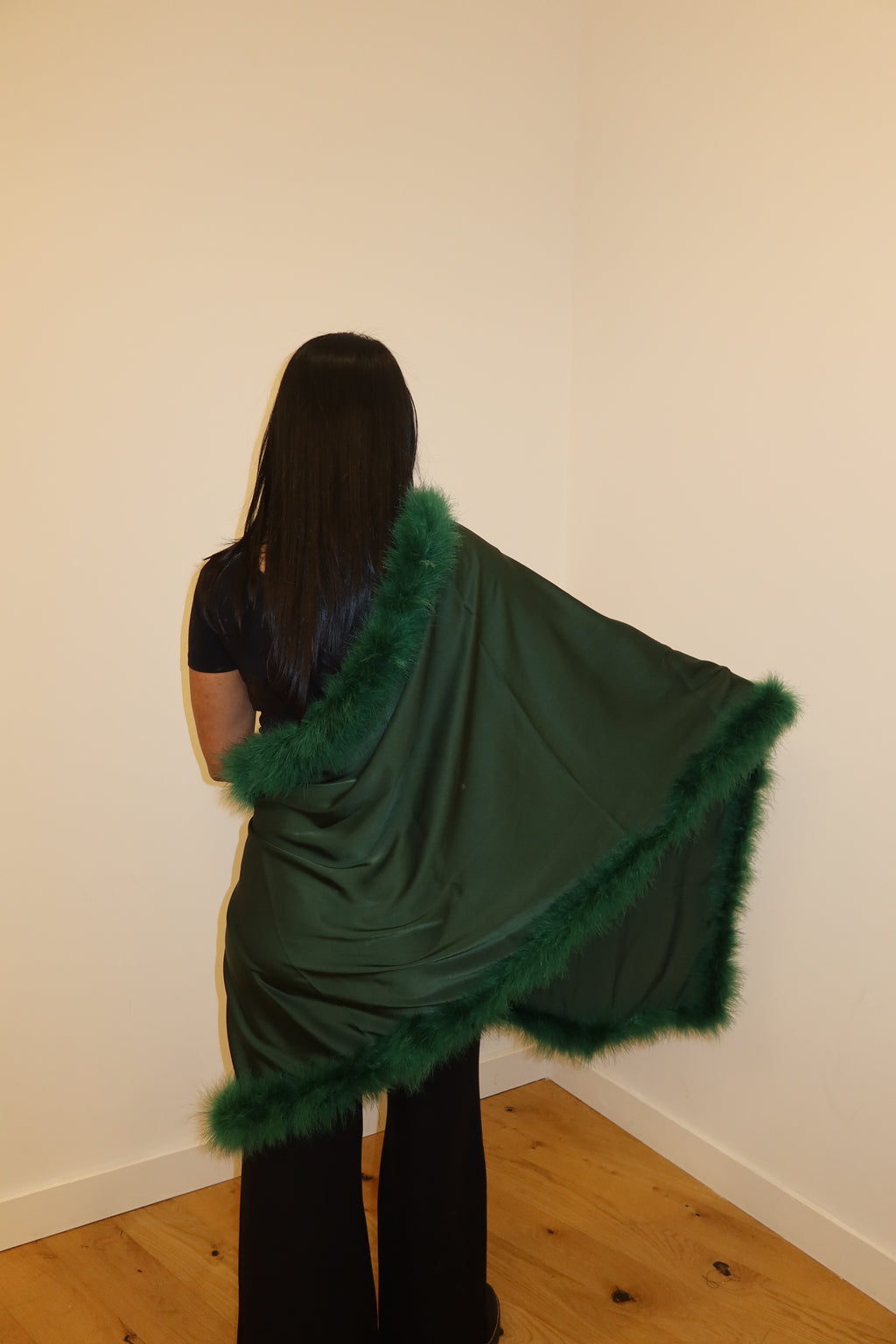 XL Marabou Feather Silk Shawl