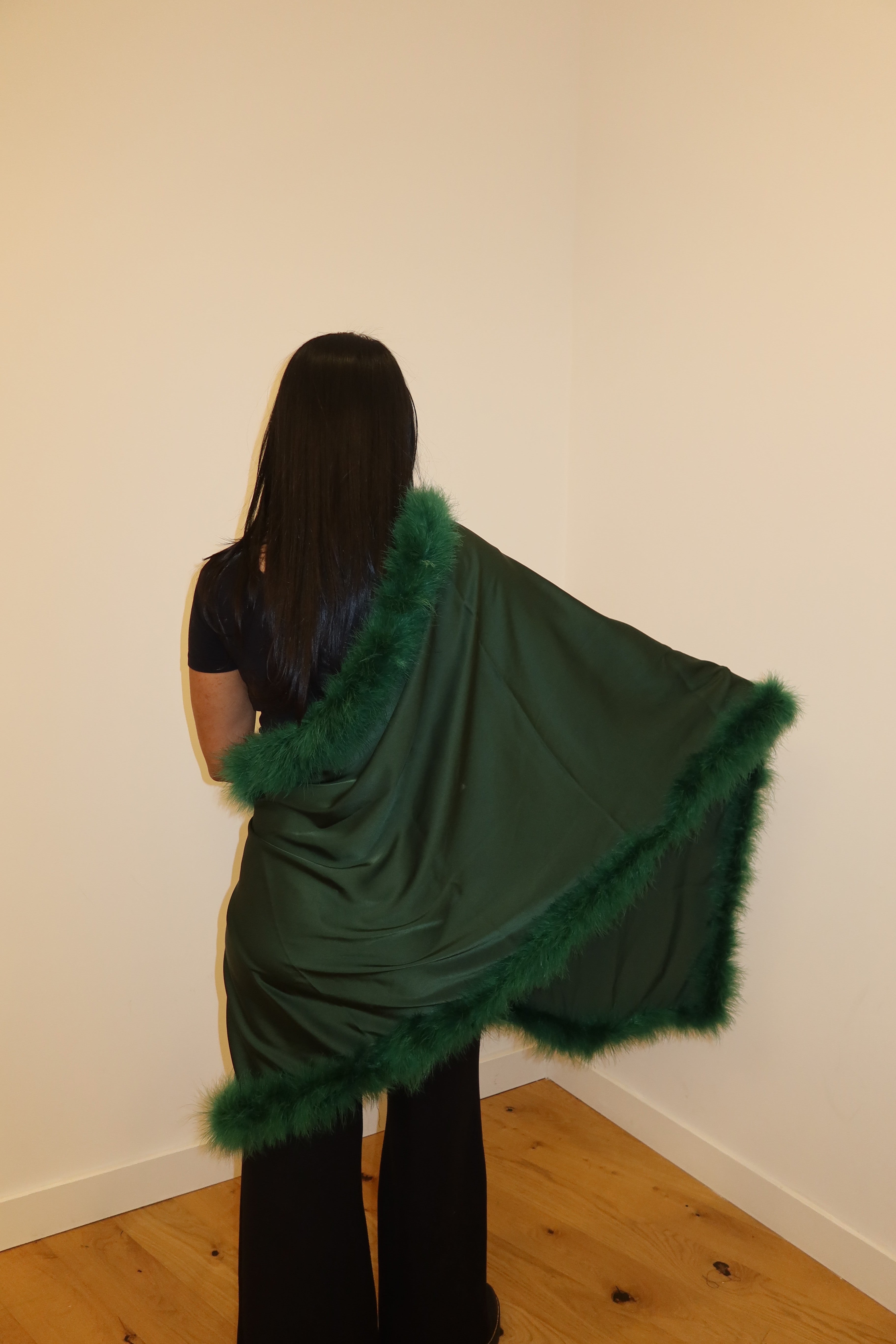 XL Marabou Feather Silk Shawl
