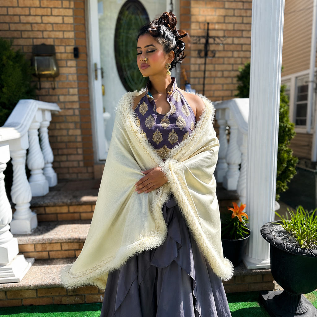 Ostrich Feather Wool Shawl