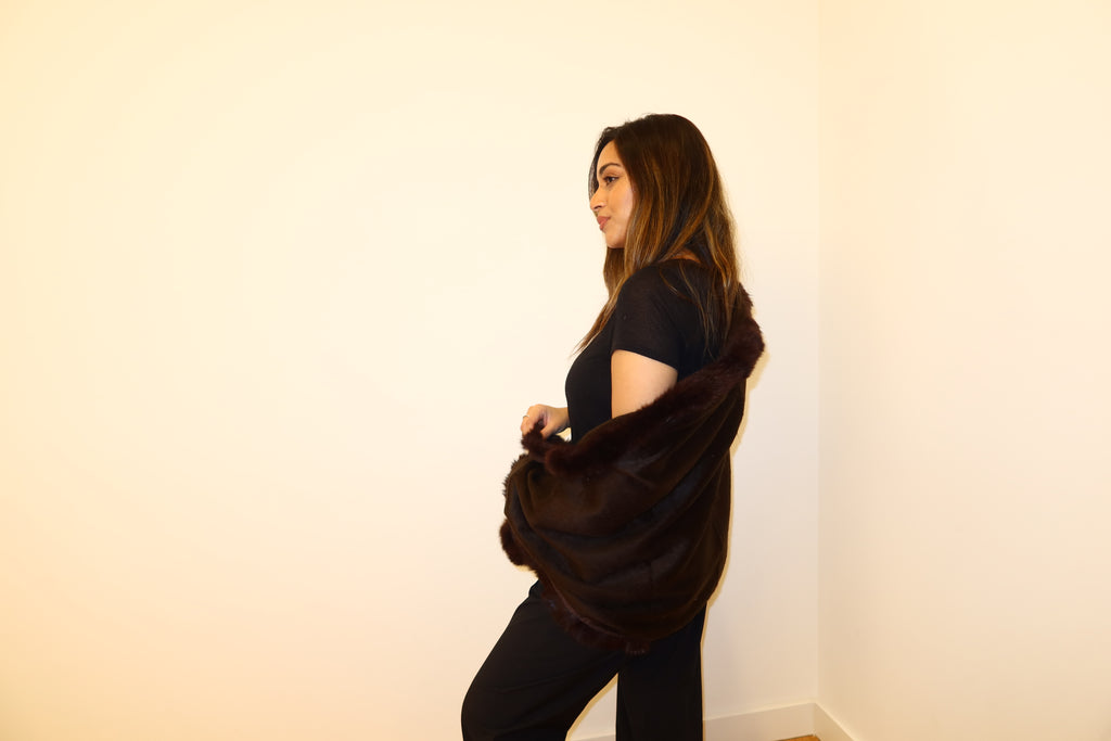 Fur Lined Wool Shawl